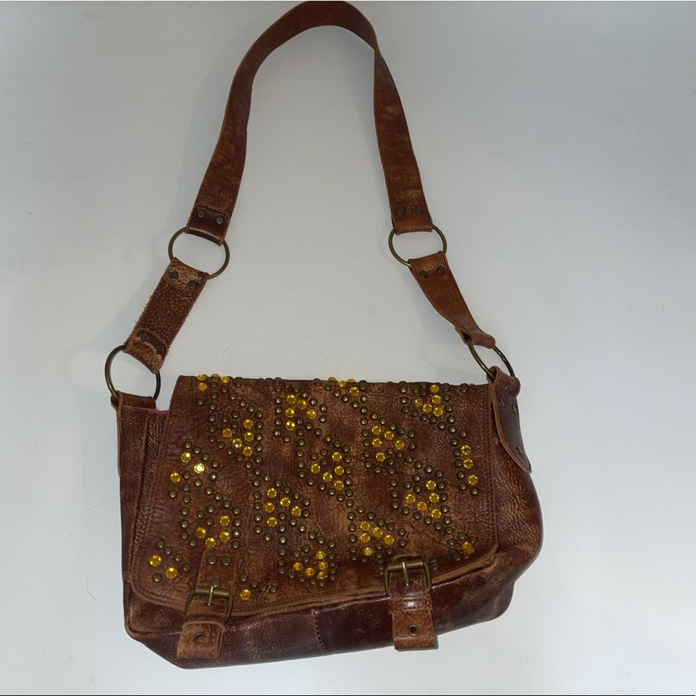Brown Betsey Johnson Studded Chrystal Hobo Bag